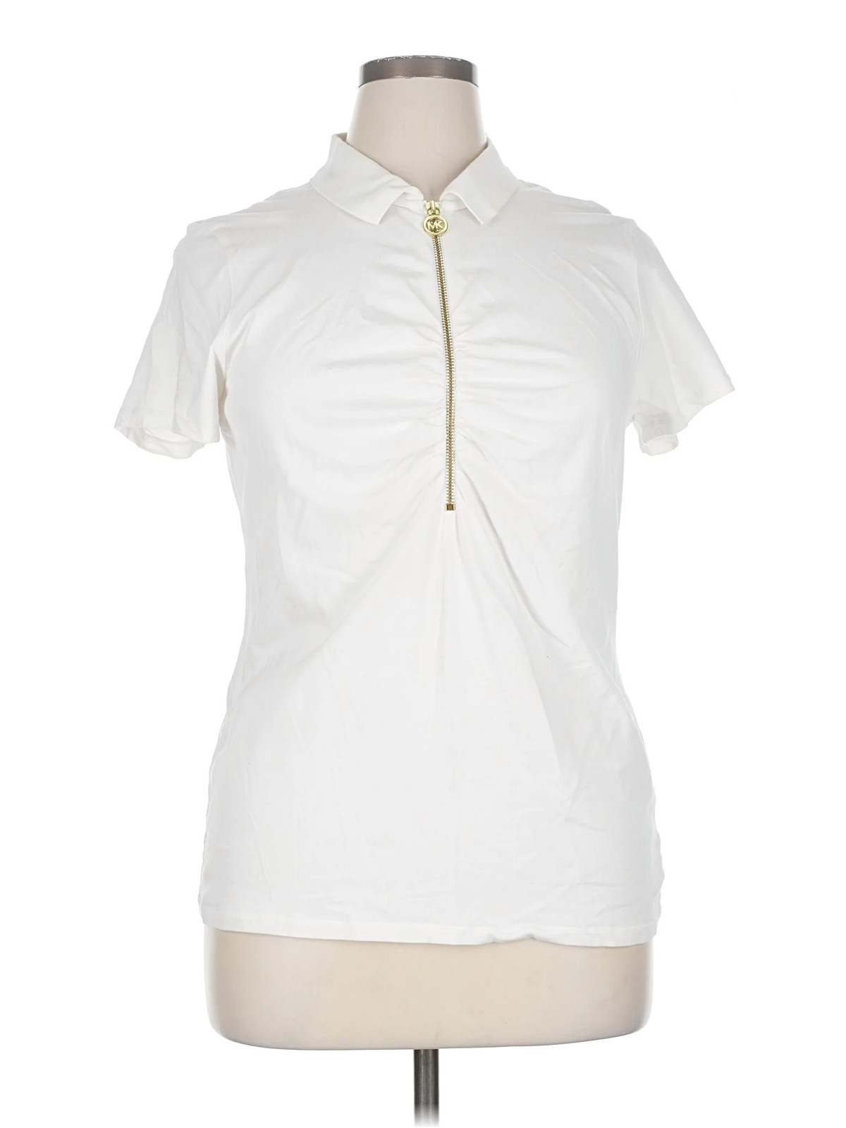MICHAEL Michael Kors Women Ivory Short Sleeve Blouse XL
