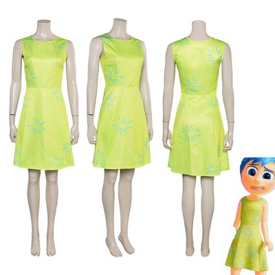 Film Inside Out 2 Joy Cosplay Costume Dress Women Party Book Week Halloween Suit