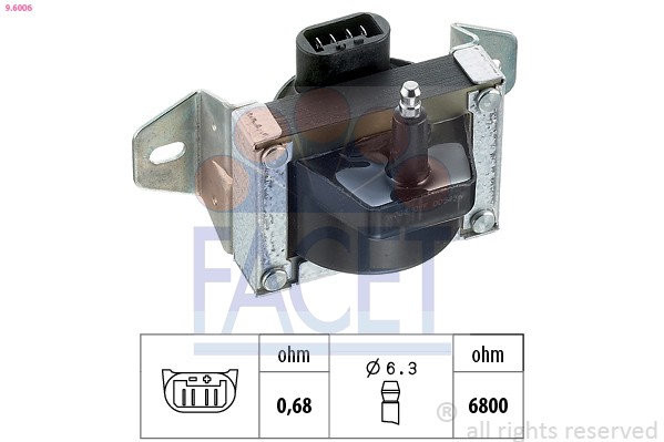 Bobine d'allumage FACET 9.6006 pour les trajets quotidiens en Peugeot 405 Break