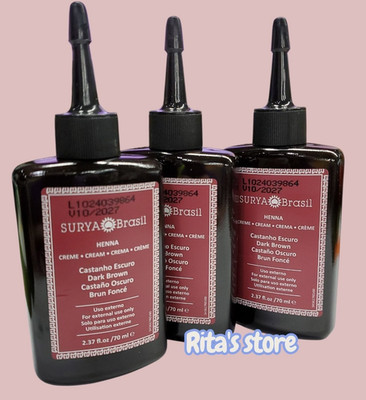 3 PACK  Surya Brasil Henna Cream Dark Brown Vegan Hair Dye 2.37oz- 70ml