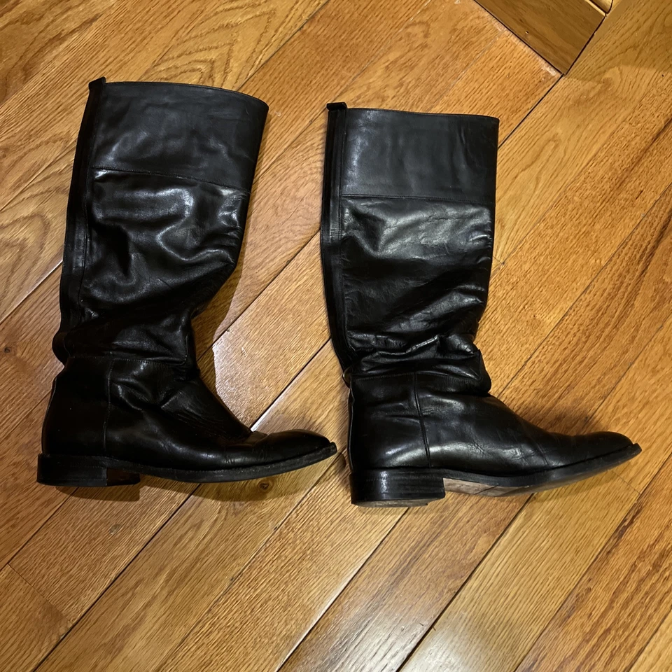 Botas hasta la rodilla de cuero genuino talla US 8 negras Foto 4 de 4