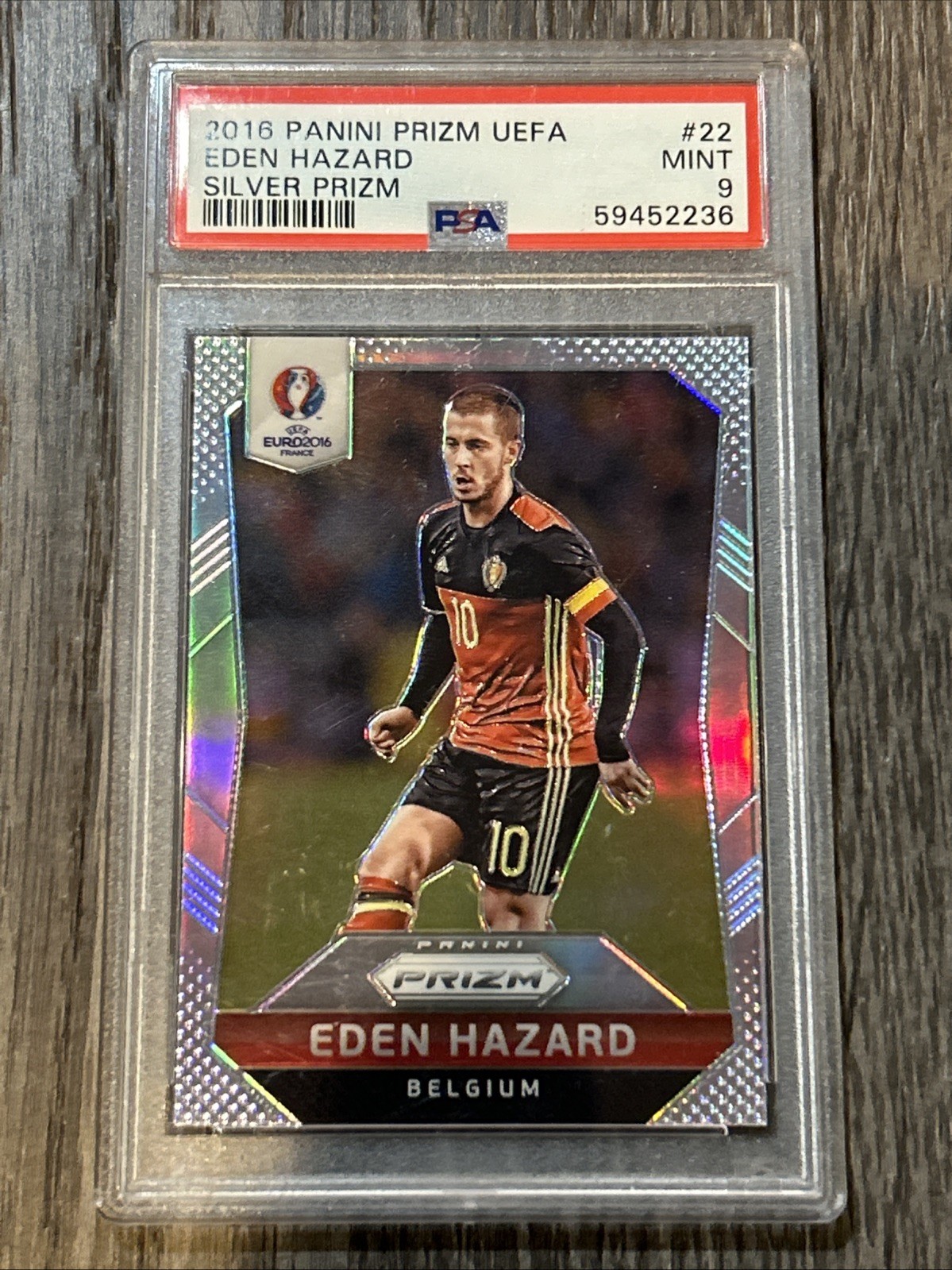 Eden Hazard 2016 Panini Prizm UEFA Euro #22 Silver PSA 9