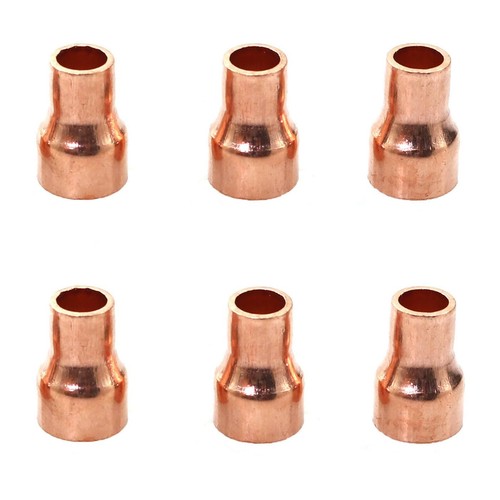 6 PCS Reducing Copper Coupling Fittings Sweat End 3/8 x 1/4 Inch ID HVAC