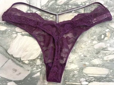 NEW Victoria Secret Very Sexy Shine Strap Cutout Back Lace Thong Grape Soda XXL
