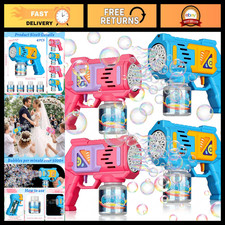 4 Pack Electric Bubble Guns with 4 Bubble Solutions - Automatic Fun for Kids