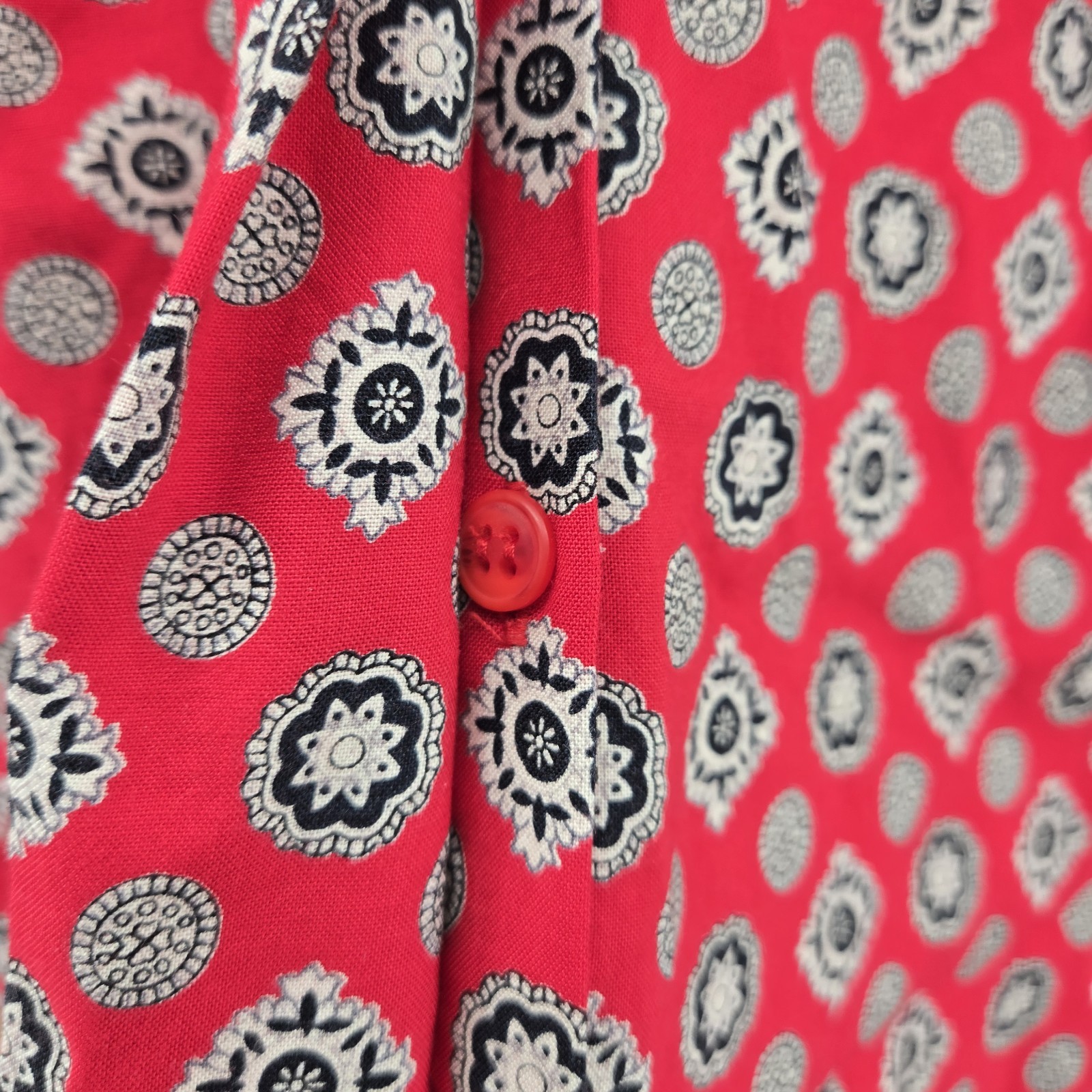Vintage Pendleton Red Print Button Up Blouse Mock… - image 7