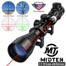 2-in-1 Combo: 3-9×40 Rifle Scope Optical Scope + Red Laser For Hunting Shooting