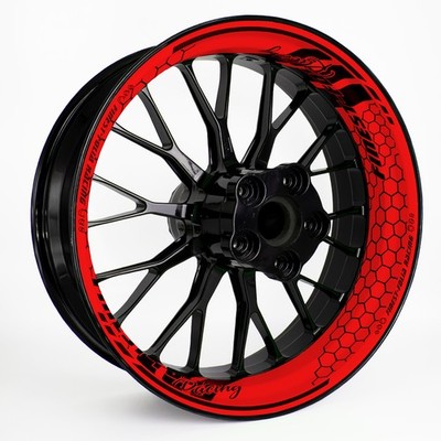 Motorrad Felgenbettaufkleber, 4er Set für 17 Zoll Felgen MR021-11-03 Neon Rot