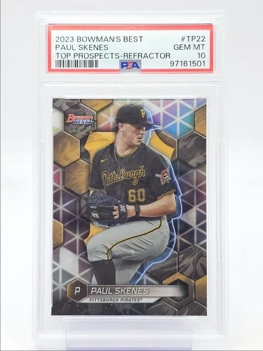 PAUL SKENES 2023 BOWMAN'S BEST REFRACTOR PIRATES PSA 10 Q3325