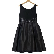 R&M Richards Sequins Formal Dress Womens 16 Black Glam Cocktail Holiday Party