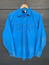 Vintage 90s Wrangler Brushpopper Shirt Button Up Pearl Snaps Made in USA Fits XL