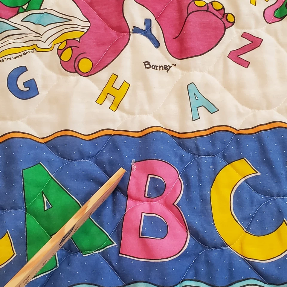 Vintage Barney ABC Baby Bop Blanket the Bibb Company USA Toddler Bed Crib Quilt - Image 3 of 4