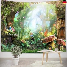 LB Grün Dschungel Wandteppich 150x100cm Wald Wandtuch Fantasy Märchen W