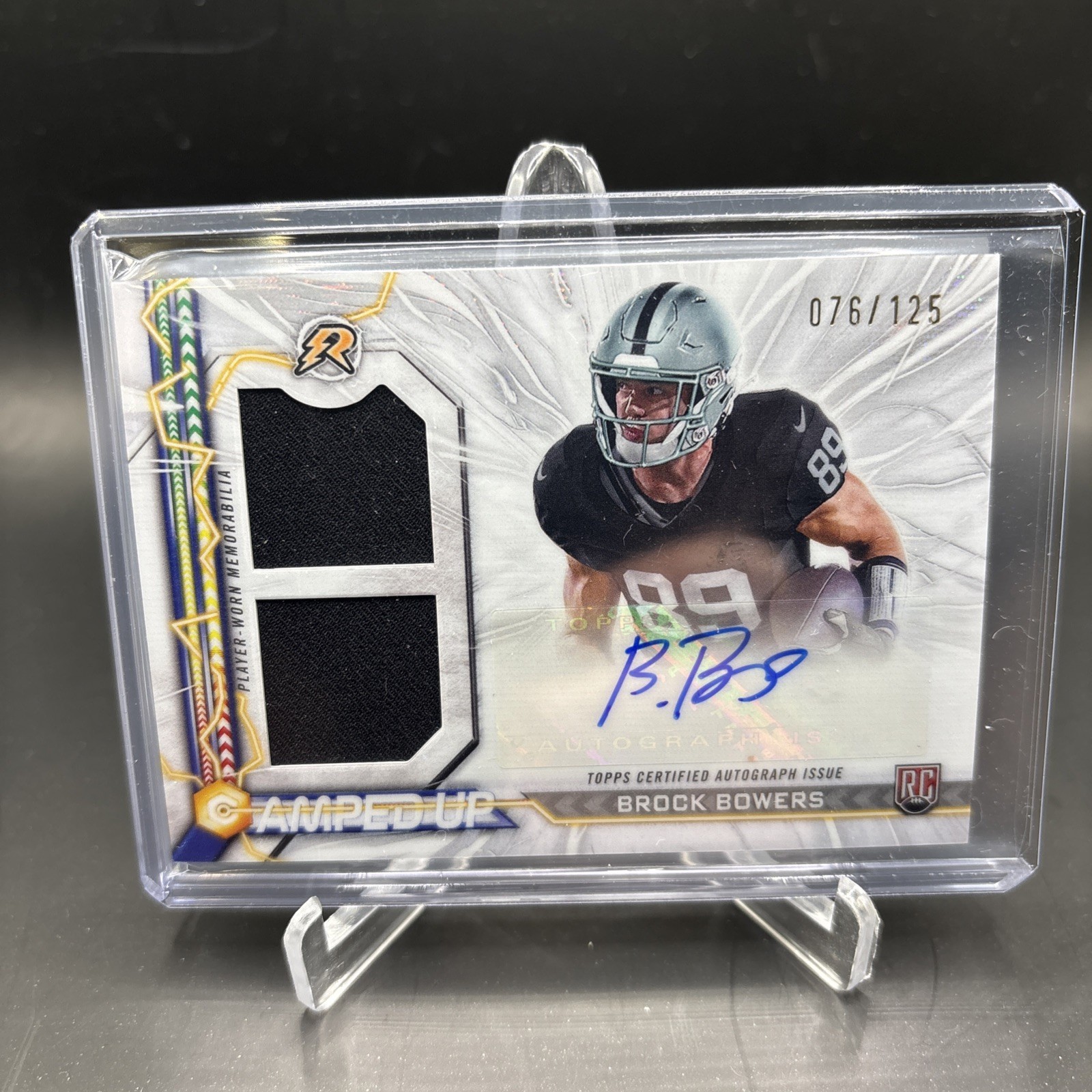 2024 Topps Resurgence Brock Bowers Raiders Amped Up Relic Auto White /125