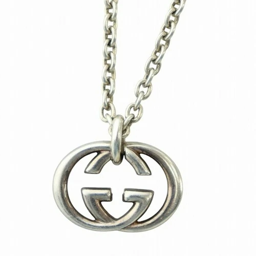 Gucci collana accessorio ciondolo logo ad incastro argento 925 inciso Usat