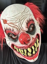 Scary Evil Clown Mask Red Hair Horror Halloween Costume Custom paint
