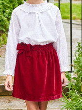 LITTLE ENGLISH Bow Velvet Paperbag Waist Skirt - Winterberry - NWT Girls 12