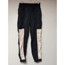 Reebok Black Beige Colorblock Athletic Track Pants Joggers XS/XCH/TP Mesh Lined