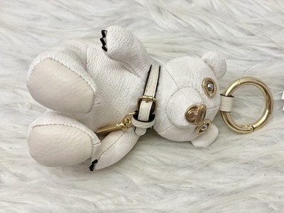 Coach Collectible Bear Bag Charm In Signature Canvas Gold/White