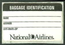 National Airlines crack-&-peel airline baggage sticker unused #886-594