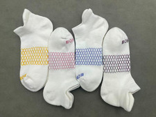 4 Pairs Bombas Women's Solid Honeycomb Ankle Socks Size M White