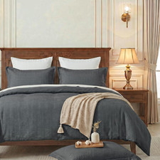 SE SOFTEXLY Waffle Weave Duvet Cover Queen - 100 Cotton Breathable Bedding Set,