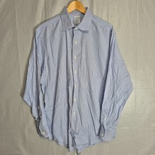 VTG Brooks Brothers Makers Shirt Mens 17-35 Blue Stripe Egyptian Cotton USA