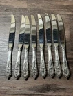 (8) Lot Wallace Rose Point Sterling Silver Large Dinner Knife 9” Long