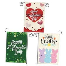 3 Pack Valentine Day Garden Flag St Patricks Day Garden Flag Easter Garden