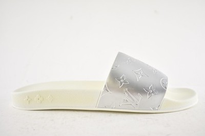 Louis Vuitton Waterfront Mule White Silver Monogram Slide Sandal