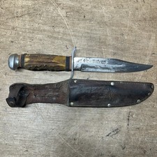 Vintage Original Bowie Knife AFI Solingen Germany Stag Handle Fixed Blade 152