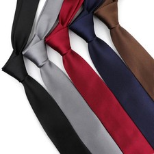 Men's Formal Necktie Slim 6cm Solid Striped Wedding Business Groom Cravat