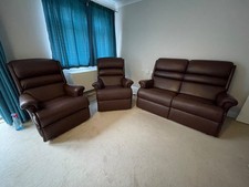 Sherborne Leather Suite (1x double sofa and 2x electric reclining chairs) -Brown