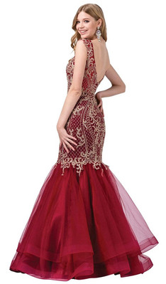 Burgundy & Gold Embroidered Mermaid Gown By Dancing Queen Sty 2546 Size 3XL  NWT | eBay