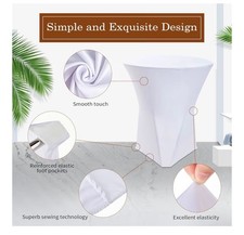 Four Tall Spandex Round Cocktail Table Covers...