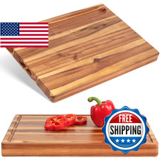 Acacia Wood Cutting Board 17x13x1.5in Butcher Block Chopping Serving Board