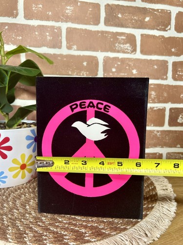 Vintage Peace Dove Retro Blacklight Velvet Flocked Greeting Card Pink Black 1970 - Picture 6 of 7