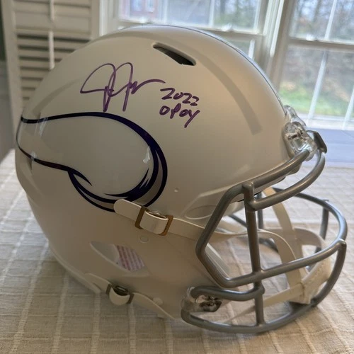 Justin Jefferson Vikings Signed & Inscribed Full Size Speed Authentic Helmet🔥🔥