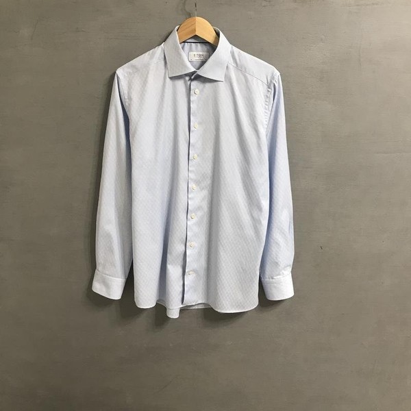 Men Eton Shirt Blue Cotton 40 /L / 48 #1VHL