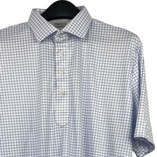 NEW Collars  Co Dress Collar Polo Mens L Relaxed Fit Performance Blue Check 82