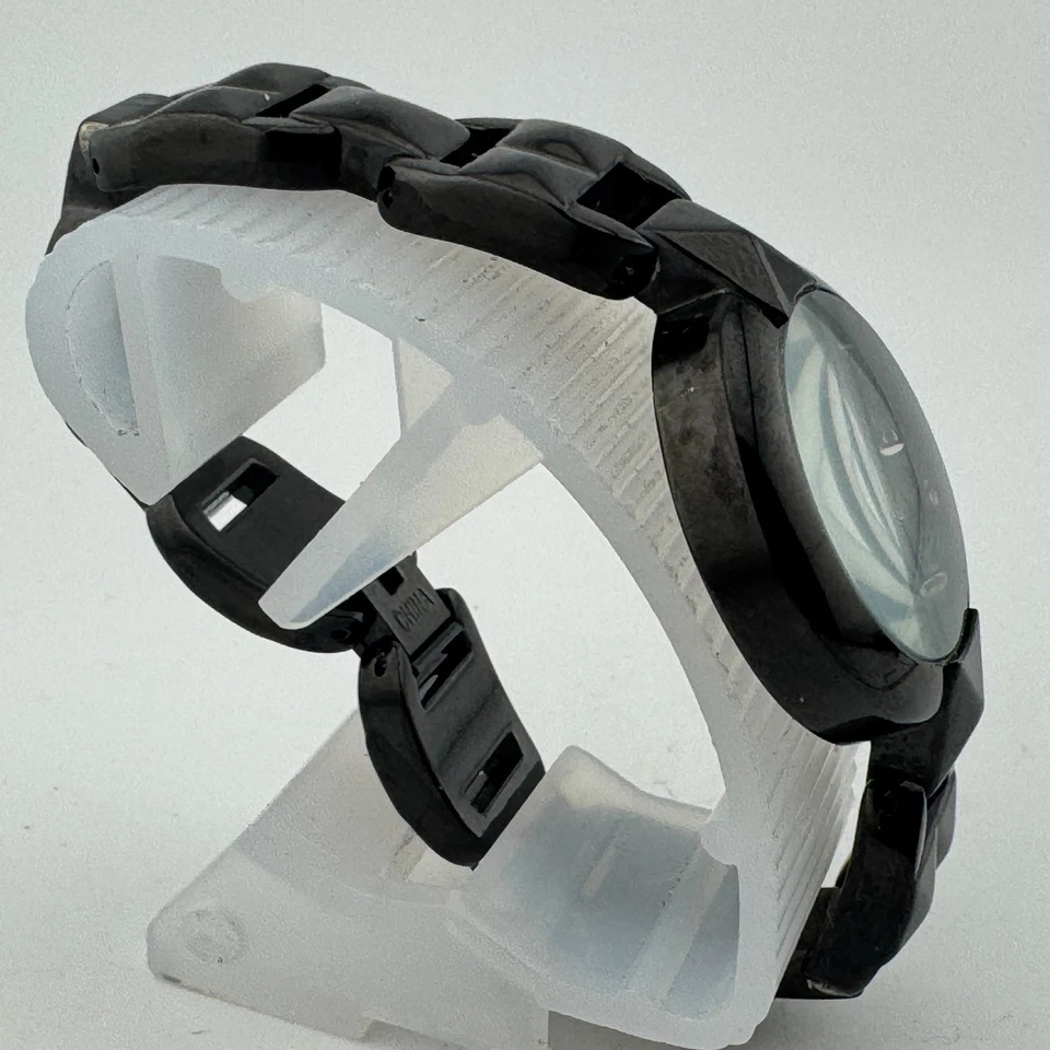 Akribos Swiss Quartz Watch Women Black Abalone Dial Diamonds New Battery 6.5" - Image 3 of 4