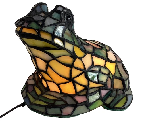 Frog Table Lamp Tiffany Style Stained Glass Accent Light 9.5"x 6.5"x 8"