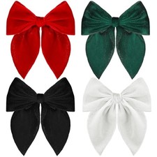Christmas Hair Bows for Girls, 4 Pcs Velvet Bow Hair black, white, green, red