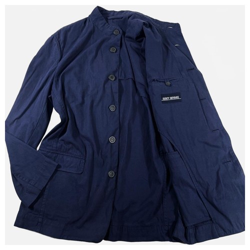 Issey Miyake, ISSEY MIYAKE 90s Stand Collar Cotton Blazer Navy Vintage M Japan F/S