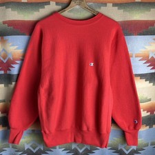 Vintage 90s Champion Red Reverse Weave Pullover Crewneck Sweatshirt Size XL USA