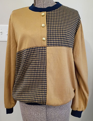 VTG Cape Cod Sportswear Long Sleeve Shirt Geometric Houndstooth Sz M Made in USA