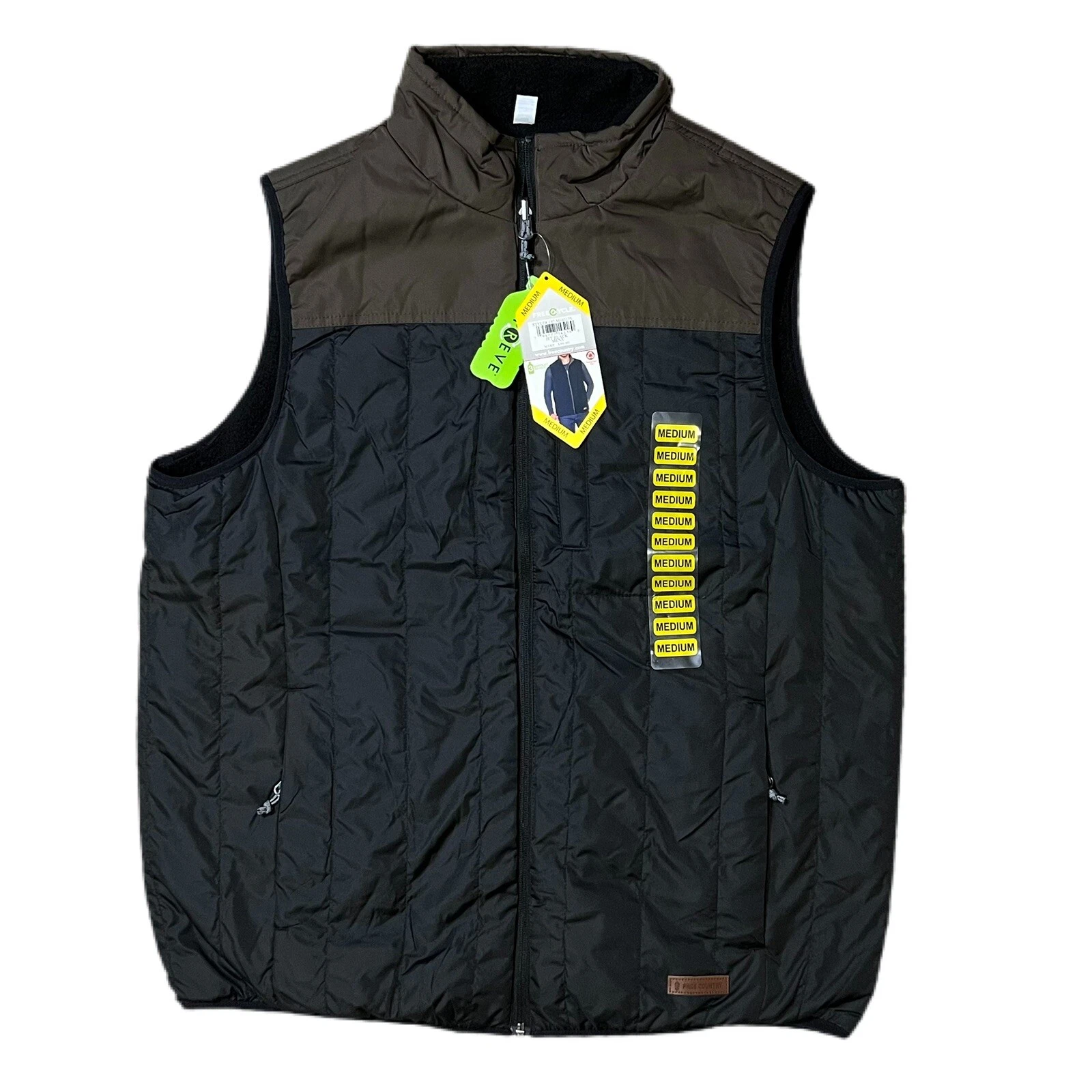 Free Country Mens Alpine Reversible Vest Size Medium Jet Black FreeCycle NWT