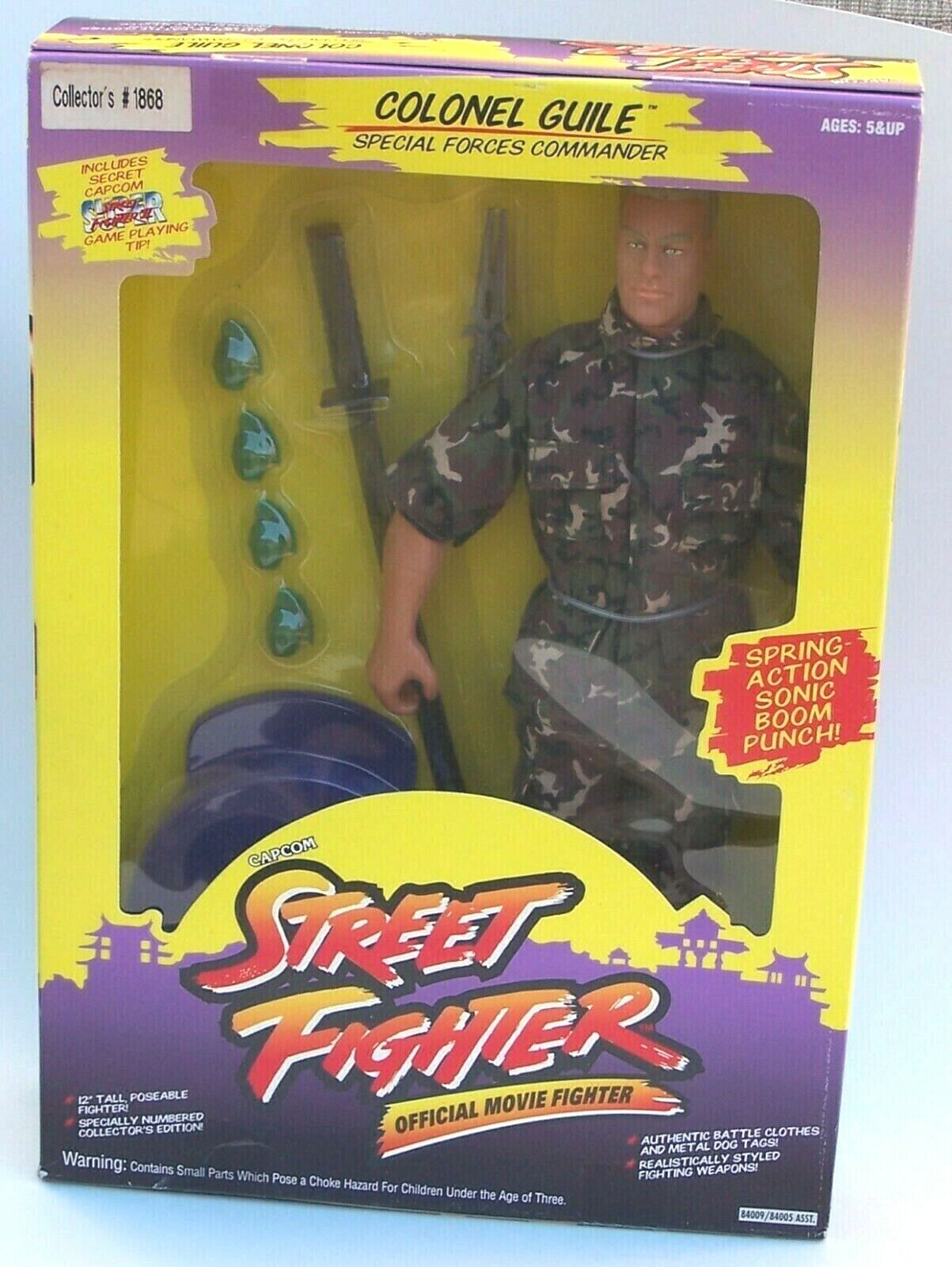 Street Fighter 1993 Colonel Guile 12in Figure Capcom Poseable Original  Hasbro for sale online