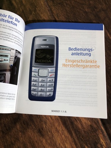 Bedienungsanleitung Handy Nokia 1110 Original - Bild 2 von 5