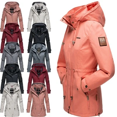 Marikoo Damen Jacke Frühling Übergangsjacke Print Parka Mantel Kapuze Nyokoo NEU - Bild 1 von 4